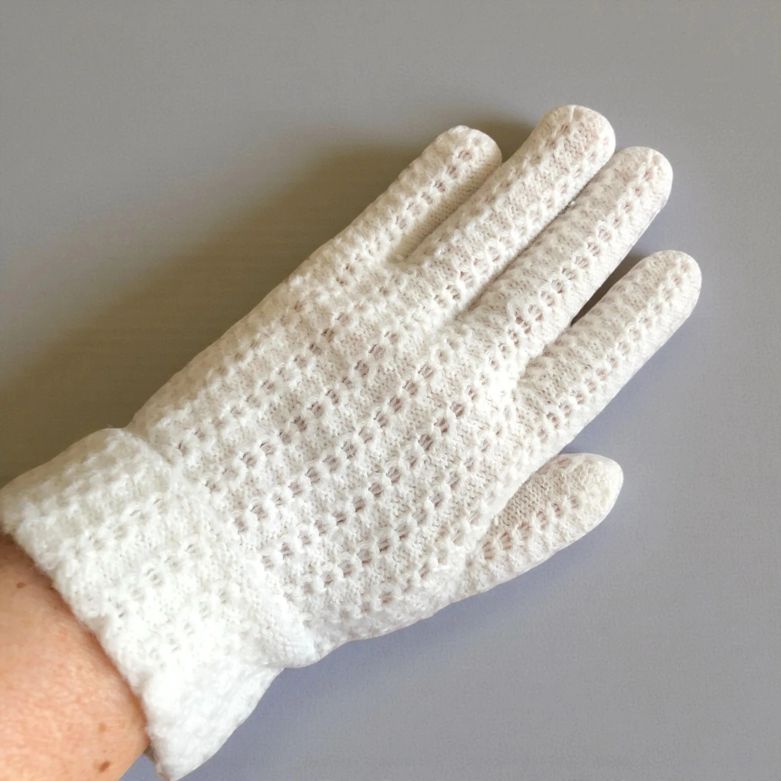 ✿ Luvas Vintage em Malha AjourÉe – Branco Brilhante ✿ – photo 6
